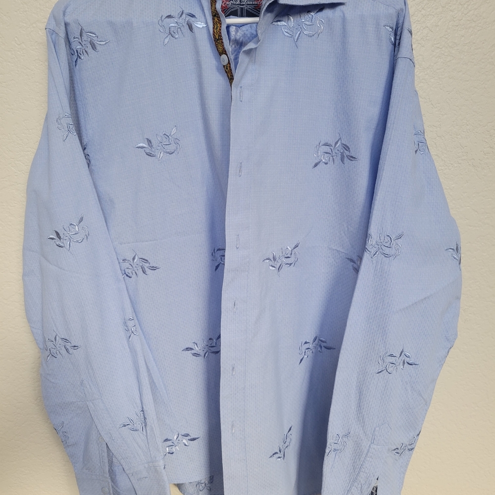 Men's English Laundry Long Sleeve Embroidered Button Down Shirt. Size: XL.